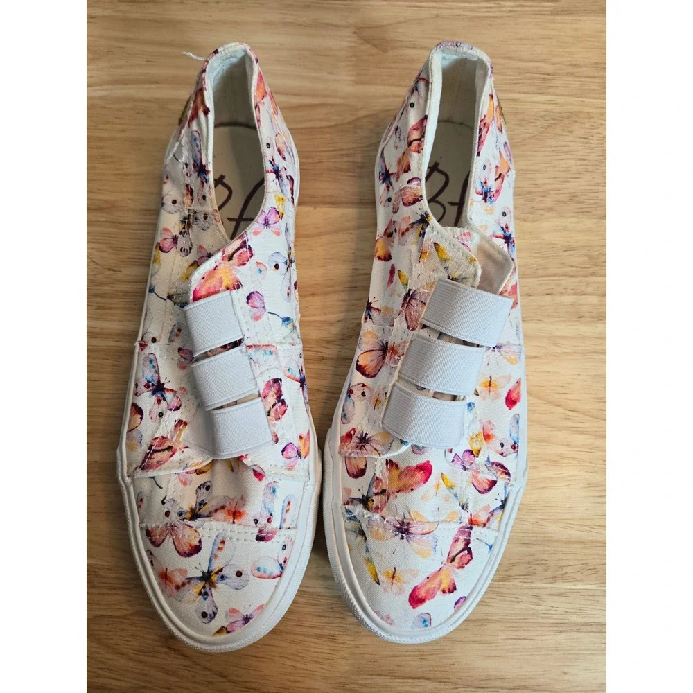 Blowfish Malibu Maura Butterfly Print Canvas Slip On Sneakers Womens 8M Pink